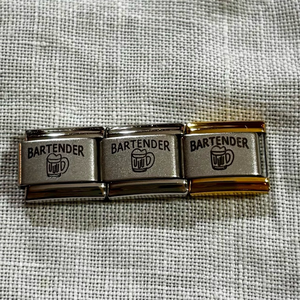 Y2K Uberry Italian Bracelet “Bartender” Charm Silver and Gold  3 Available